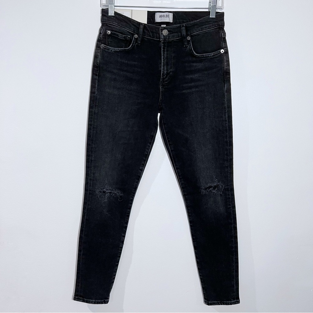 NWT AGOLDE Sophie Mid Rise Distressed Ankle Skinny Jeans Trademark 26‎ - Picture 2 of 12
